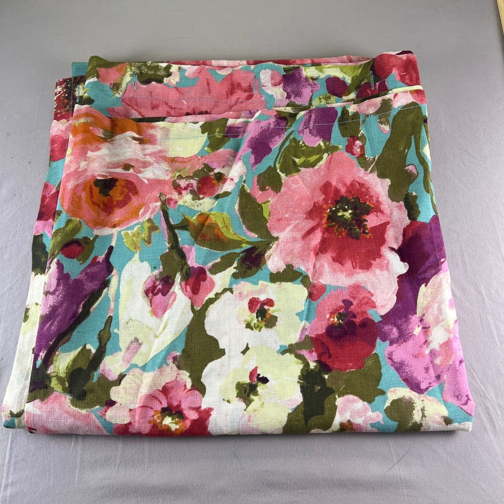 World Market Rosamunde Shower Curtain 72x72 Pink Floral Watercolor Cotton Blend